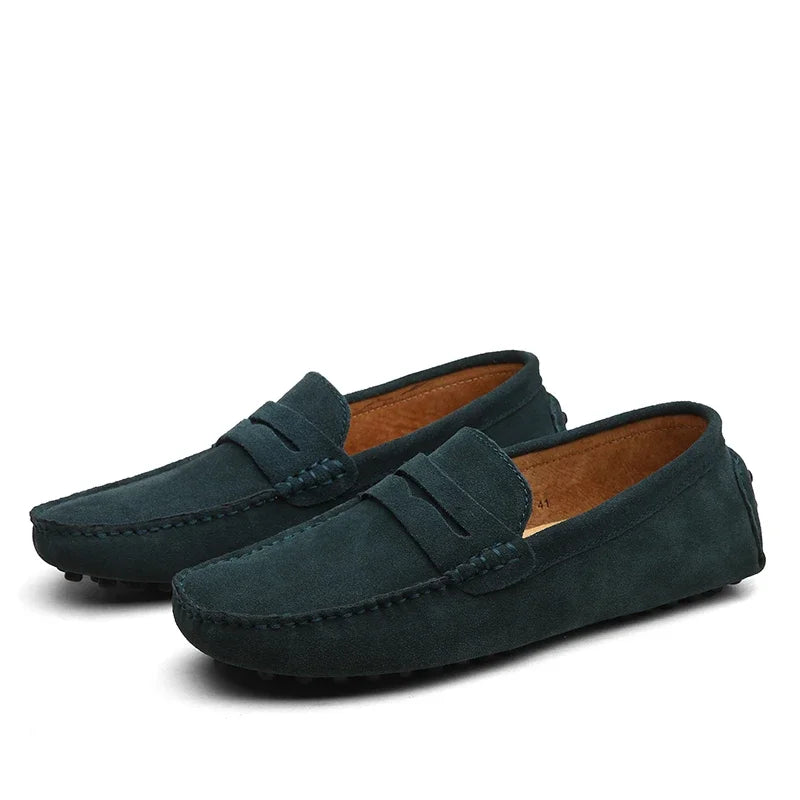 High Quality Suede Men Casual Shoes Non-slip Mens Driving Shoes Slip on Flats Loafers Leather Shoes 10 Colors Size 38-49