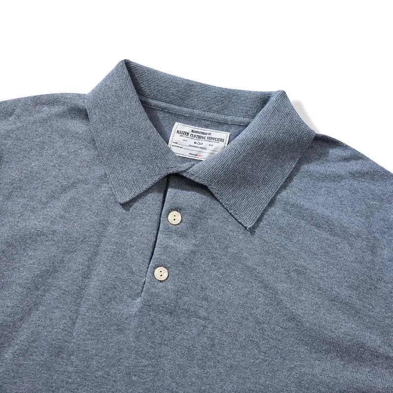 New American Retro Lapel Knitted POLO Shirt Pure Cotton Sweater Pullover Bottoming Casual Sweater Long Sleeve Men