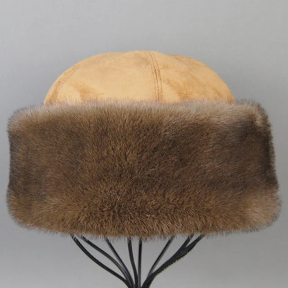 Hot Sale Faux Mink Fur Hat Winter Genuine Baseball Cap Russia Fashion Elegant Lady Warm Faux Fur Ball Straw Hat