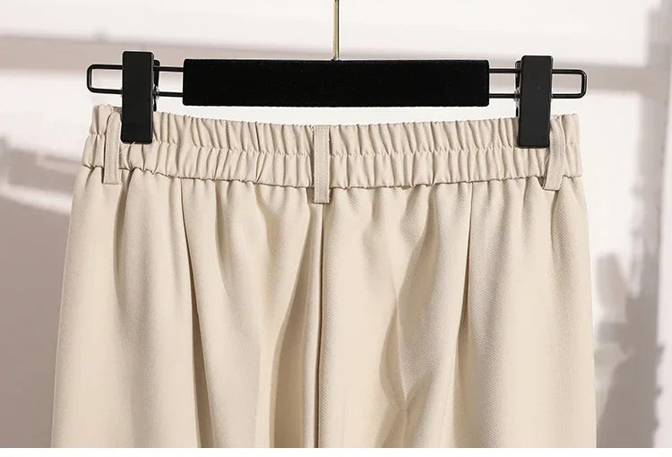 Plus Size Pants Woman 2026 Spring Autumn New Arrival High Waist Suit Pants High Quality Korean Style Straight Trousers