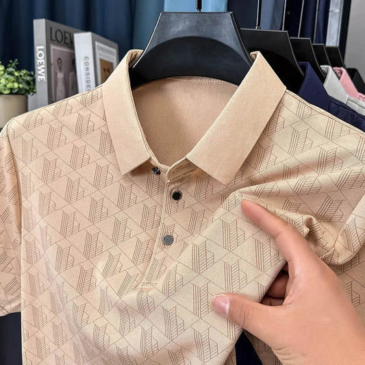 Hot Luxury Brand Man Short-Sleeved Polo Shirt Button Lapel European American Style Spring New T-Shirt Casual Fashion Men's Wear