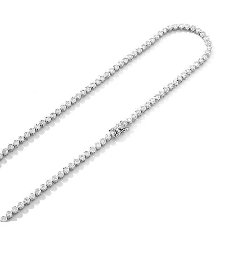 Luxury Bubble 2/3mm D Color Full Moissanite Tennis Necklace for Women S925 Silver Plated 18K Diamond Neck Chain Necklaces