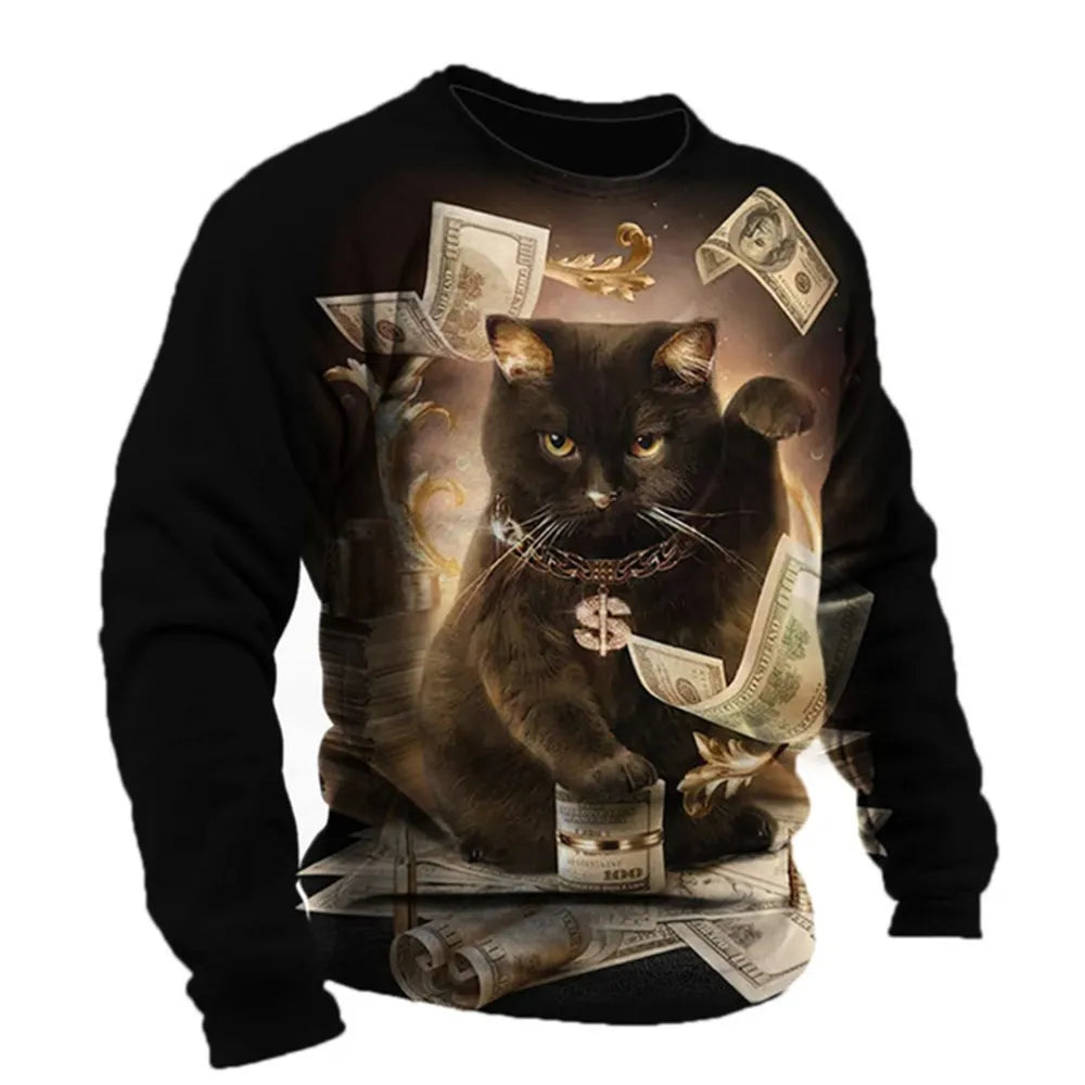 Retro Men's Long Sleeve T-shirt Animal Print Shirt Animal Pattern Clothing Street Apparel Sleeve Top Men's Plus Size XS-5XL