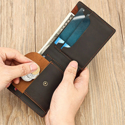 Genuine Leather Mens Wallet with Coin Pocket Bifold Italian Leather Wallets for Mens