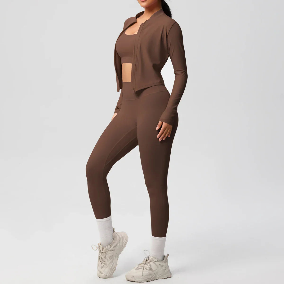 3pcs Sportswear Yoga Set Gym Sports Bra Zipper Jacket Leggings Clothes Sportswear Yoga Suits For Women Fitness Set Tracksuit