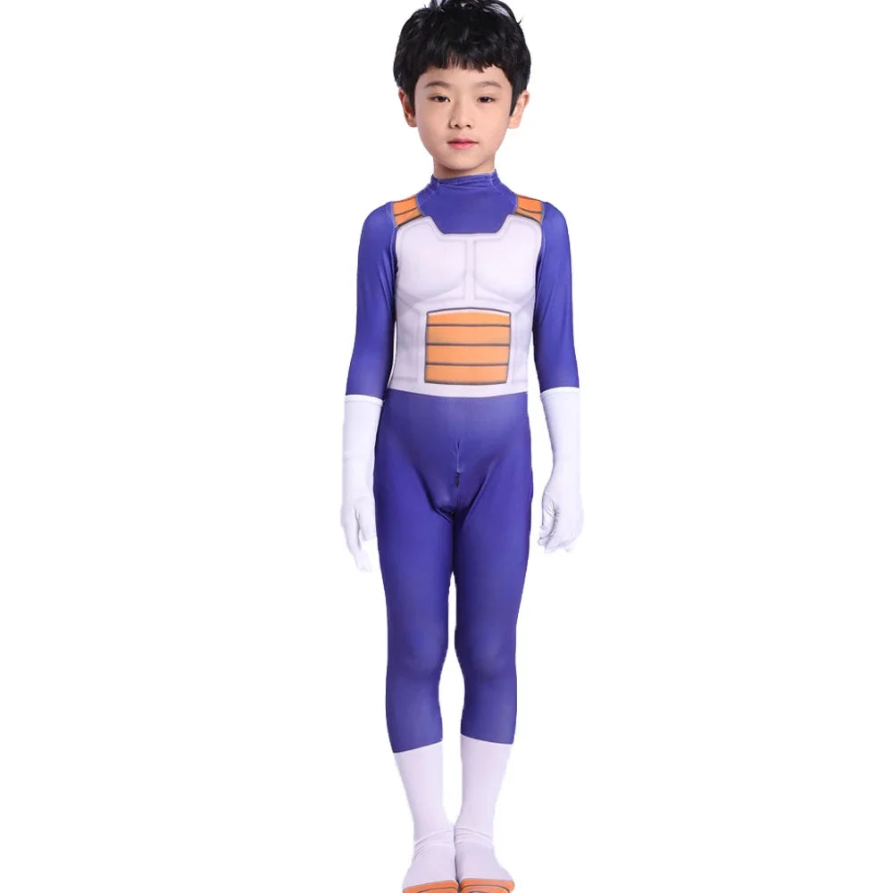 Kids Adult Blue Vegeta-boy Cosplay Costume Goku Costume Suit Superhero Jumpsuit Finery Dress Up