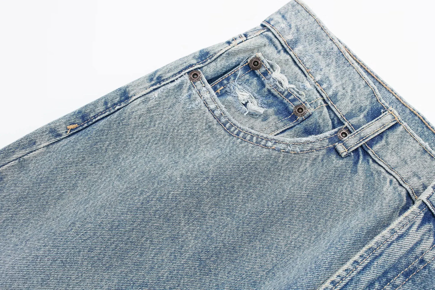 2024 Women's Street Fashion Denim Blue Jeans Distressed Patchwork High Waist Zipper Fly Ripped Retro Long Pants