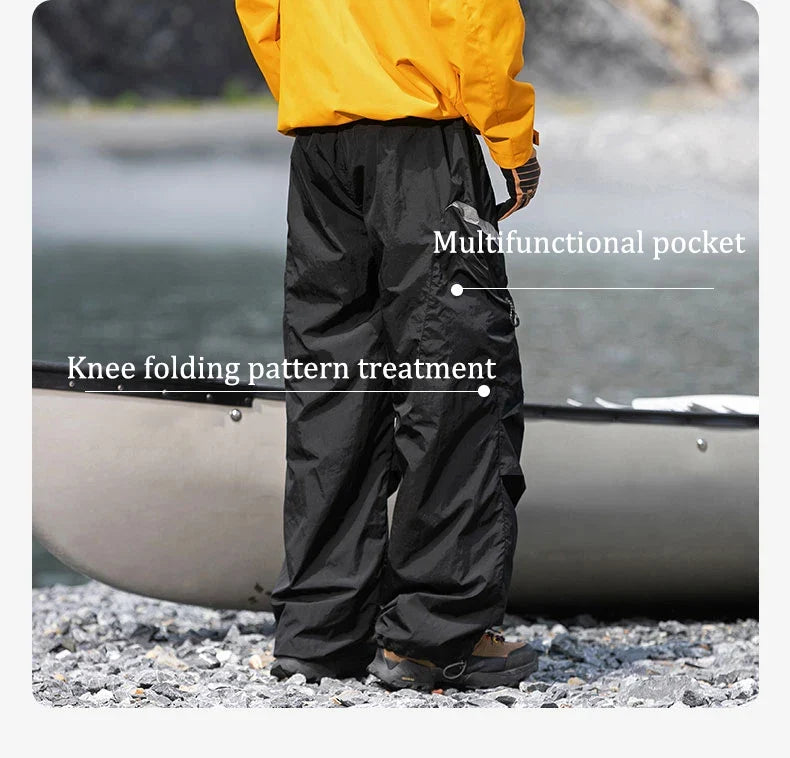 Autumn Hiking Pants Outdoor Patchwork Waterproof Mountaineering Zippered Trousers Male Elastic Waist Camping Fishing Cargo Pants