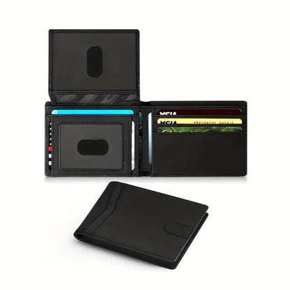 Men's Wallet Ultra Thin Rfid Leather with ID Window Multi Card Carbon Fiber Wallet