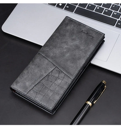 Men's Long Wallet Multi-card Slot Card Money Holder Wallet Zipper Multi Functional PU Leather Coin Purse for Man