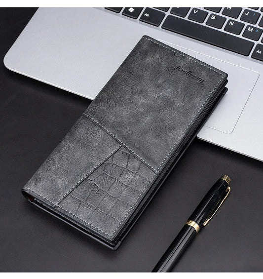 Portefeuille long pour homme avec fentes multi-cartes, porte-monnaie, portefeuille zippé multifonctionnel en cuir PU pour homme