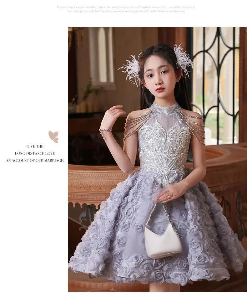 Elegant Girls Princess Dresses Birthday Party Pageant Gown Kids Costume Wedding Dress Formal Outfit Children Summer Clothes