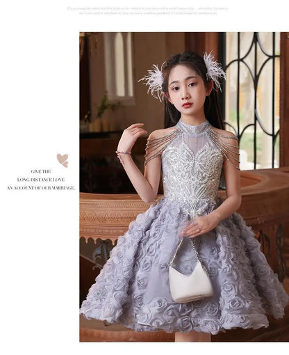 Elegant Girls Princess Dresses Birthday Party Pageant Gown Kids Costume Wedding Dress Formal Outfit Children Summer Clothes