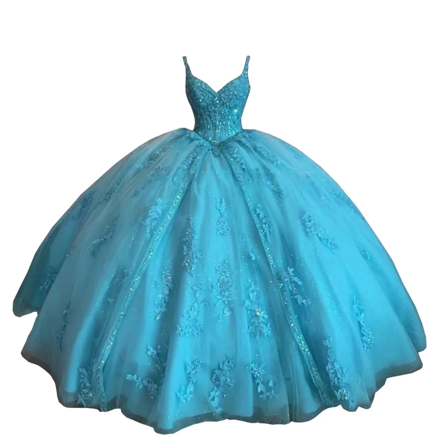 Women's Sweetheart Quinceanera Dresses Ball Gown Spaghetti Straps Applique Sweet 16 Dresses for Teens