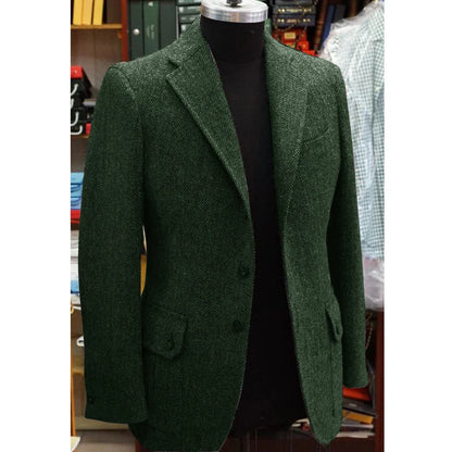 Men's Herringbone Blazer Suit Collar Slim Jacket Casual Fashion Jacket 3 Pocket Workwear Men's Summer Suits Formal Man Jackets