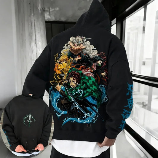 Demon Slayer: Kimetsu no Yaiba Men Hoodie Sweatshirt Japanese Anime Spring Autumn Winter Boy Long-sleeved Parent-child Outfit