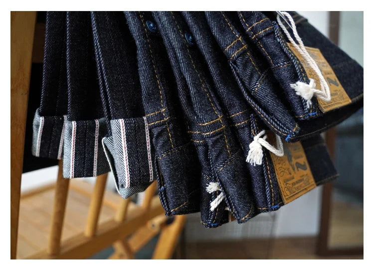 SZ6601-10OZ Men Jeans Selvedge Sanforized Denim Jeans Summer Indigo Jeans for Man Regular Fit Straight Leg 10 Oz