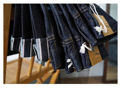 SZ6601-10OZ Men Jeans Selvedge Sanforized Denim Jeans Summer Indigo Jeans for Man Regular Fit Straight Leg 10 Oz
