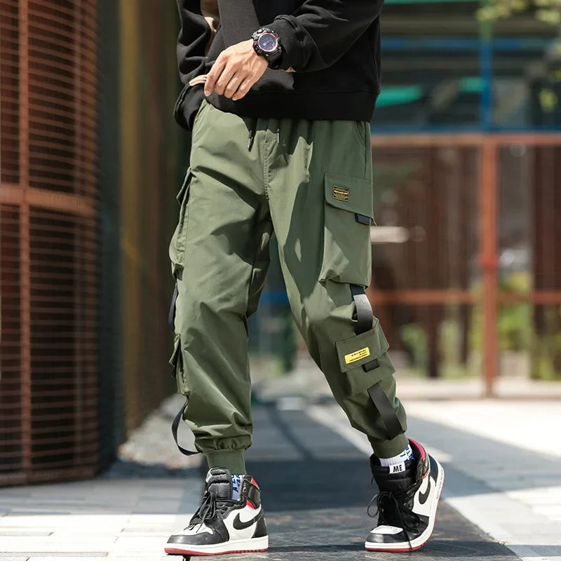 Mens Summer Army Green Loose Pant Joggers Pants Men Cargo Pants Hip Hop Casual Pockets Sweatpants Male Fashion Trousers