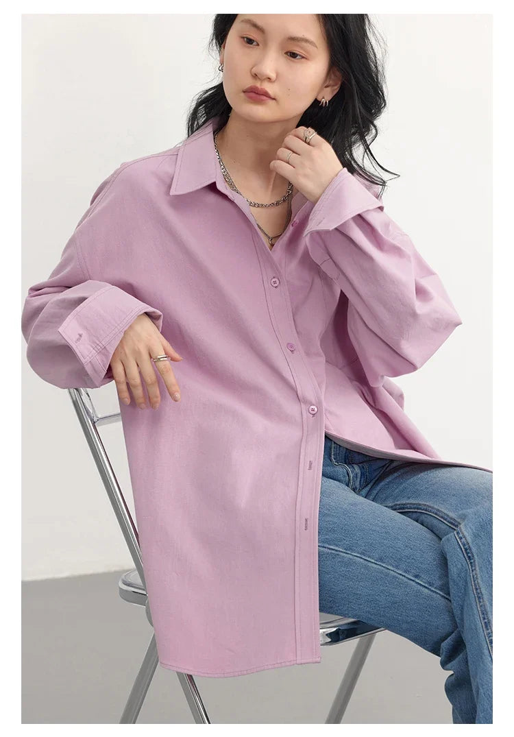 Korean Women's Long-sleeved Shirt Loose Woman Tops Fashion Woman Blouse Office Lady Coat 2025 Spring Autumn Clothing