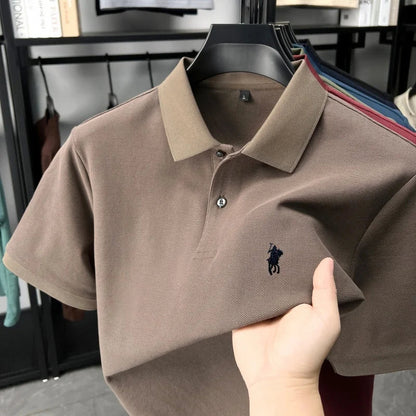 Designer brand 100% cotton short sleeve polo shirt luxury fashion pony embroidery men's business leisure summer new Paul T-shirt