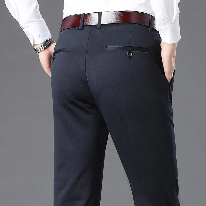 Fashion Men Business Suit Pants Korean Spring Summer Streetwear Male Clothes New Office Casual Solid Loose Straight Trousers 40