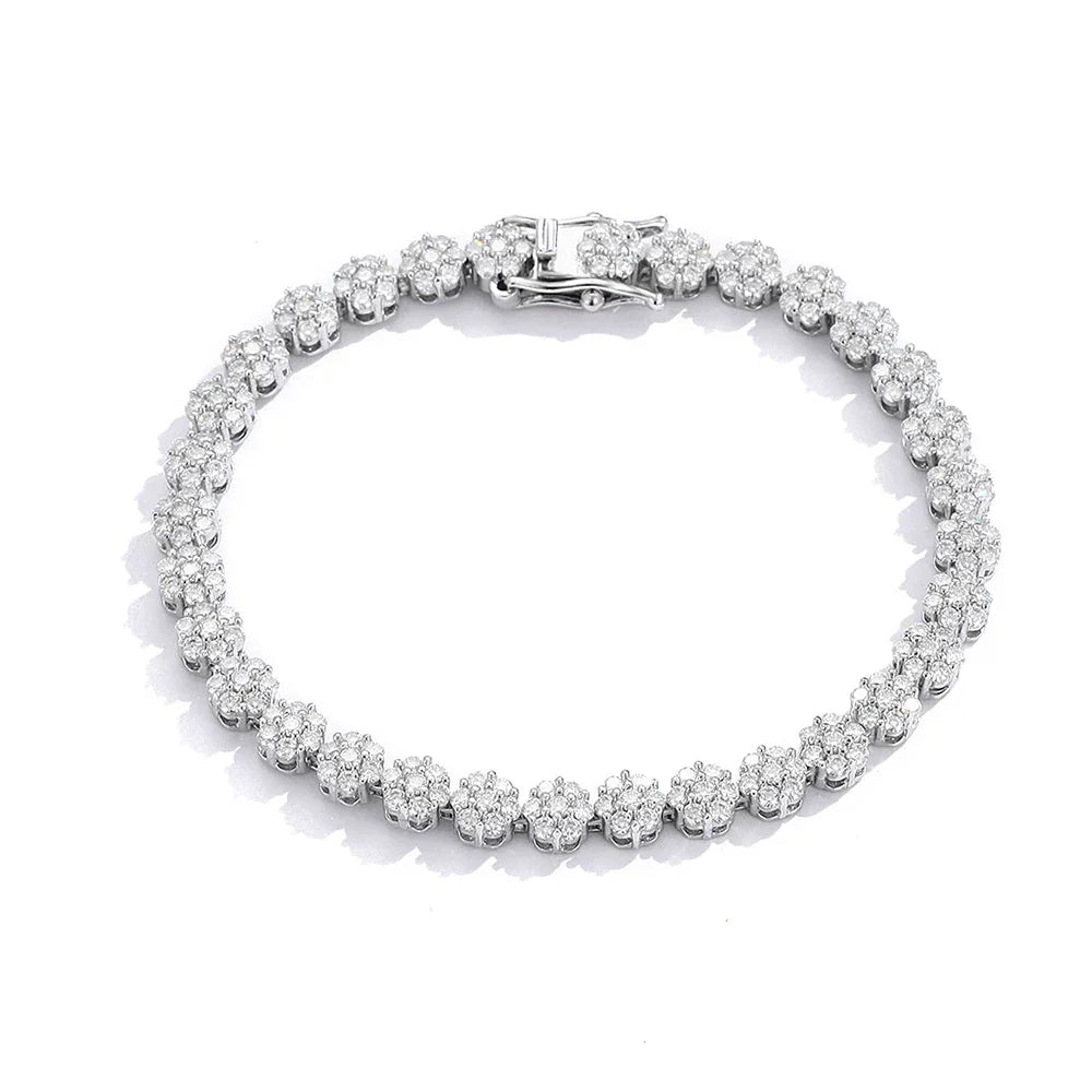 Flower Full Moissanite Tennis Bracelets 925 Sterling Silver D Color Lab Diamond for Women Hand Chain Gift Fine Jewelry GRA
