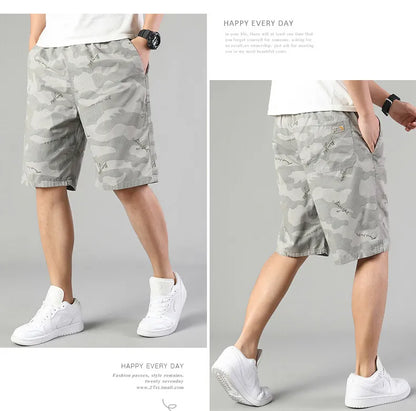 Men's Elastic Waist Sweat Shorts Relaxed Fit Mens Cargo Shorts Casual Gym Shorts Drawstring Cotton Shorts