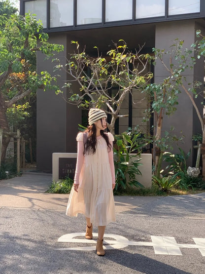 Spring 2025 Chic A-Line Dr Korean Sle Long Svel Women's Faionable Gown Ele Personali Commute Suitable Dr