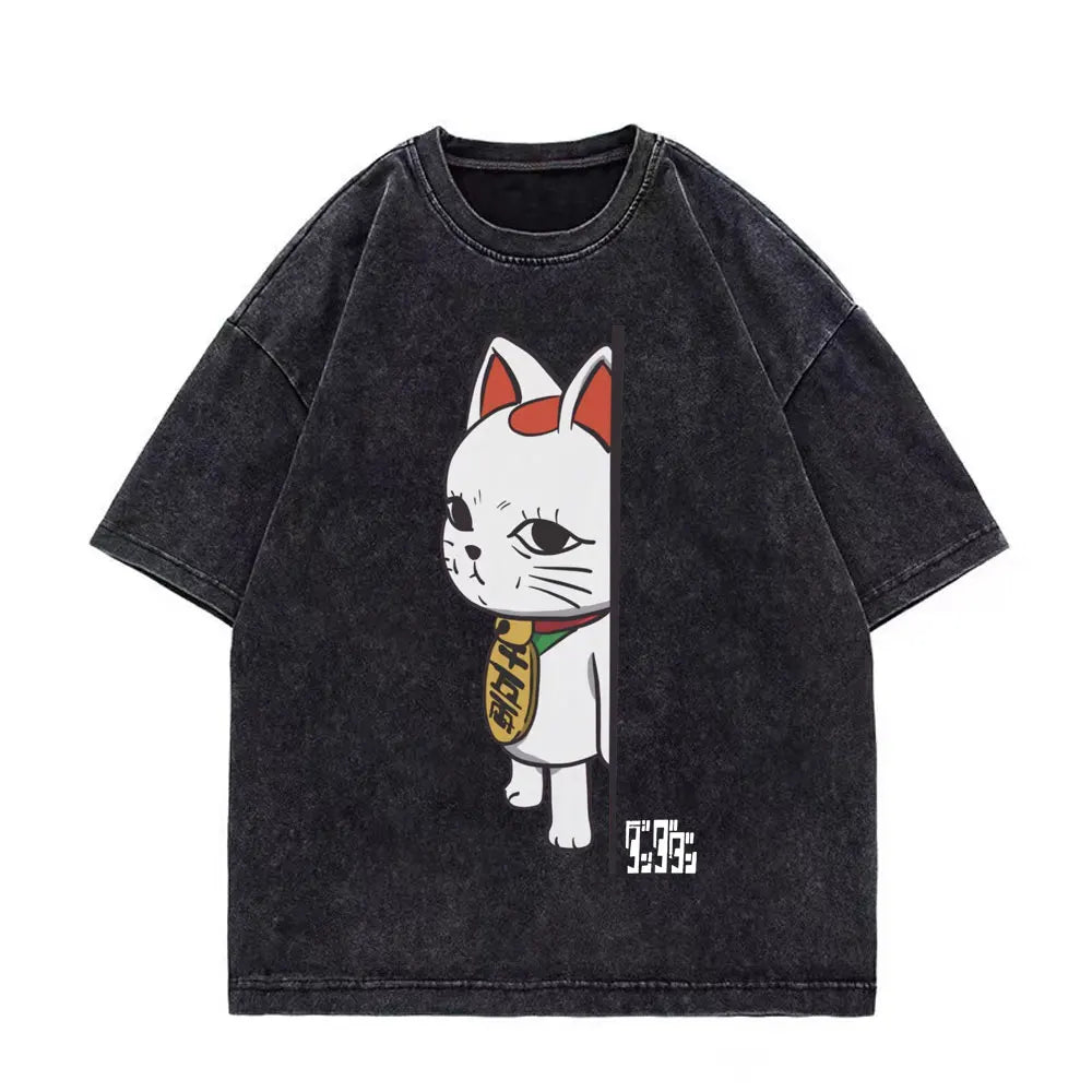 Dandadan Japanese Anime Vintage Washed T-shirt Men Women High Quality Fashion T-shirts Summer Casual Cotton Short Sleeve T Shirt