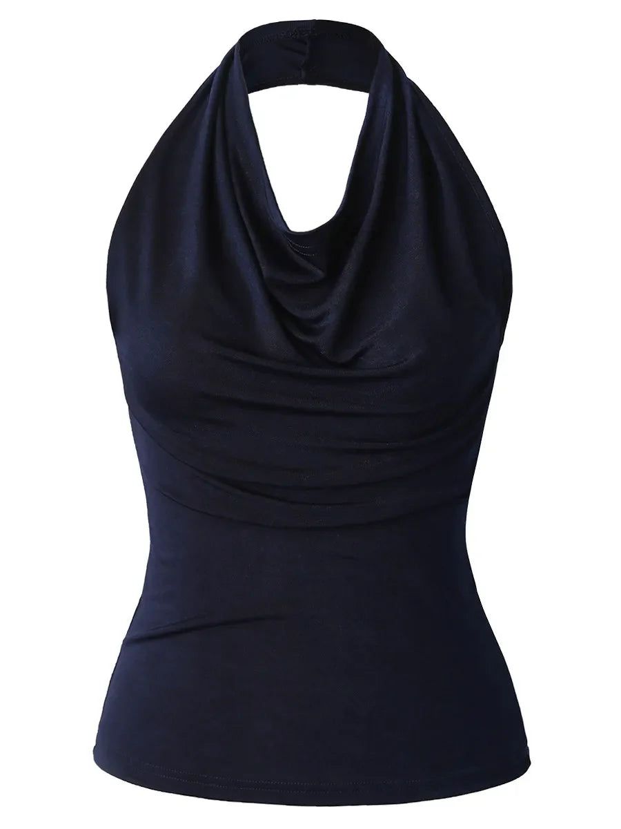 Fashion Women Tanks New Swinging Collar Hanging Neck Camis Slim Backless Sexy Suspender Female Vest Spring Summer 2026