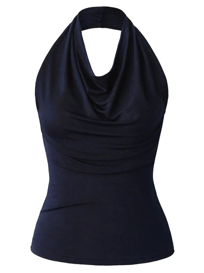 Fashion Women Tanks New Swinging Collar Hanging Neck Camis Slim Backless Sexy Suspender Female Vest Spring Summer 2026