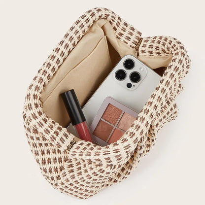 2026 Spring and Summer New Fashion Woven Handbag French Lazy Cloud Flower Bag Women's Commuter and Vacation Dual-purpose Bag