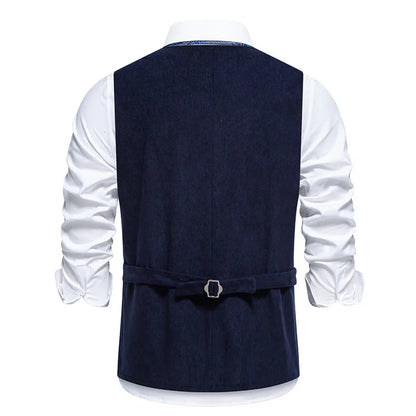 Suit Vest Man British Style Printed Single-breasted Male Waistcoat Slim V-neck Sleeveless Pocket Versatile Men Vest