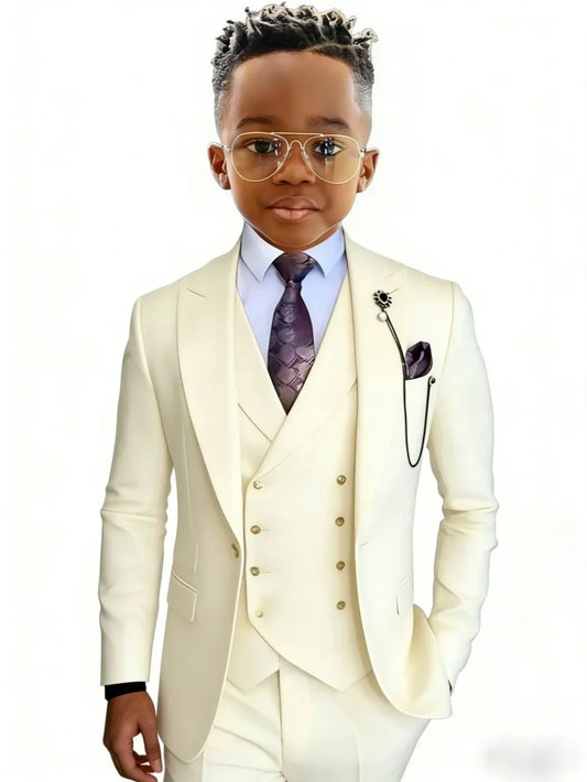 Stylish Kids Suit Set 3 Pieces Wedding Ring Bearer Outfit High Quality Boys Slim Fit Suits Birthday Party Wear Plus Size