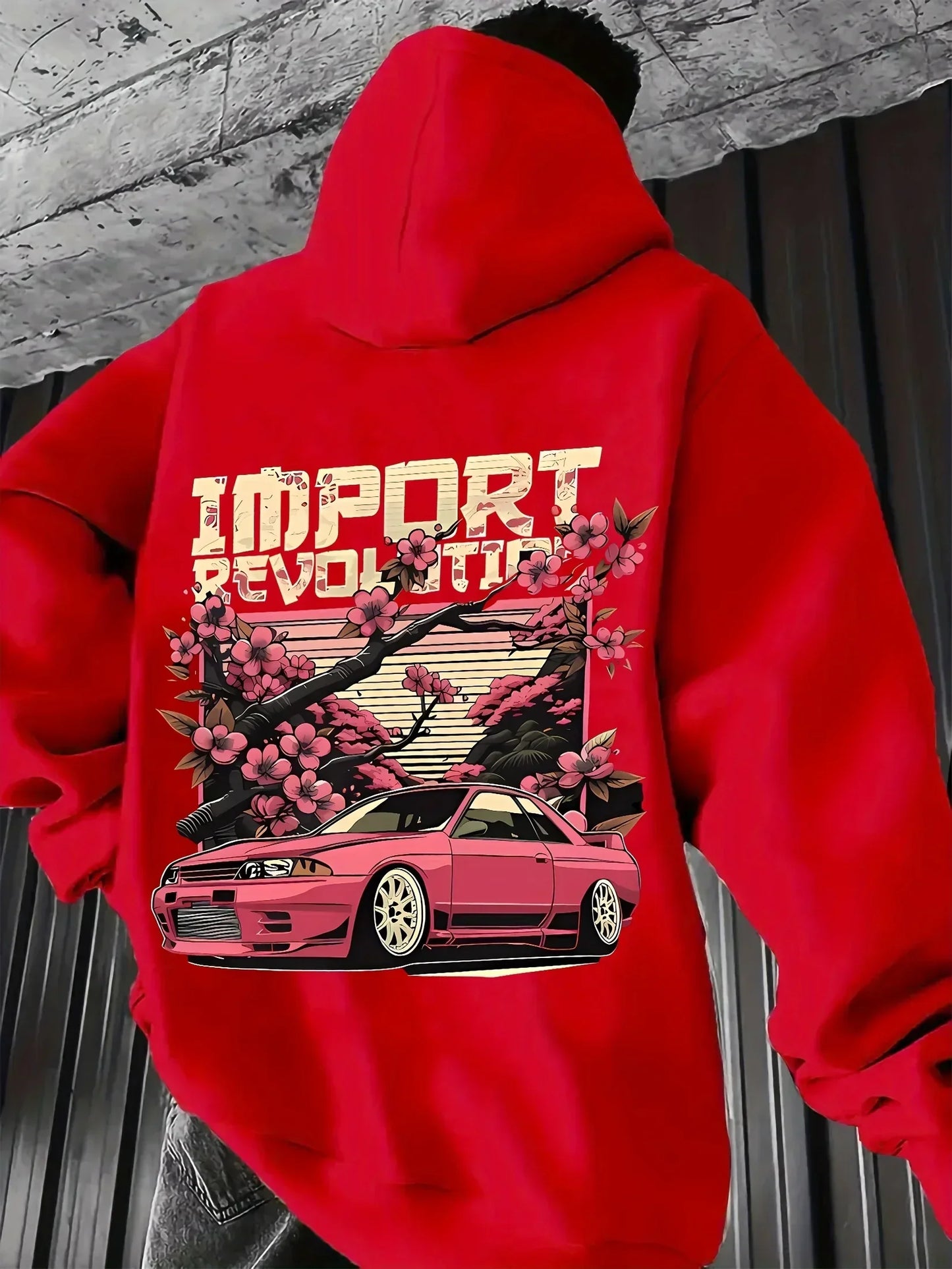 2026 Men's Car Print Hoodie Y2K Streetwear Fashion Hooded Sweatshirt Casual Comfortable Pullover Top