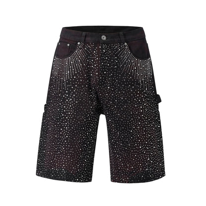 Full Rhinestone Print Washed Blue Baggy Jeans Mens and Women Ropa Hombre Streetwear Solid Casual Denim Trousers Loose Cargos