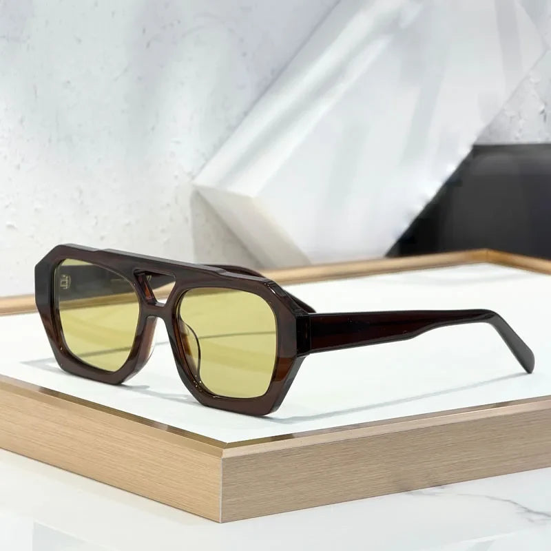 Designer Hollow Thick Acetate Women's Sunglasses Handmade Square Brand Design High Quality Female UV400 Prescription Glasses