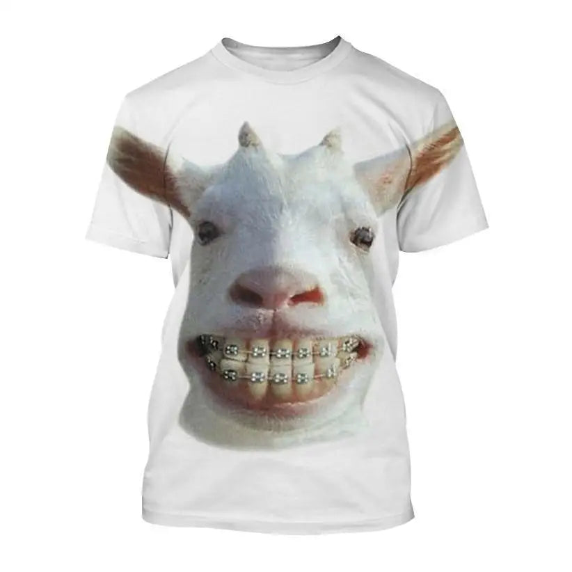 Funny Animal Goat 3D Print Men's T-Shirts Streetwear Men Fashion Harajuku Casual Oversized O-Neck Unisex Clothes Tees Tops