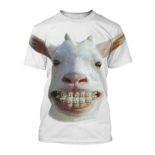 Funny Animal Goat 3D Print Men's T-Shirts Streetwear Men Fashion Harajuku Casual Oversized O-Neck Unisex Clothes Tees Tops