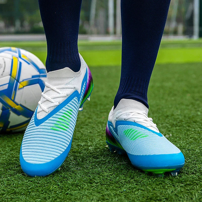 Football Shoes Men Quality Outdoor Training Soccer Boots Black White Long Spike Suitable for Teenager Boys Big Size