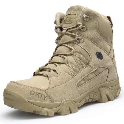 Men Tactical Boots Lace Up Breathable Male Army Boots Desert Boot Climbing Hiking Shoes Safety Unisex Hunting Boots Motorcycle