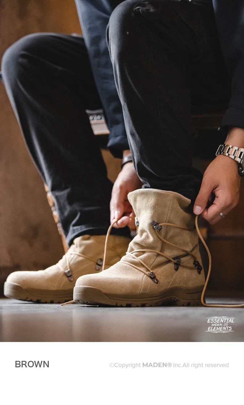 Men's Vintage High-top Desert Boots Outdoor Cowboy Boots Indestructible Work Shoes Winter Safety Shoes
