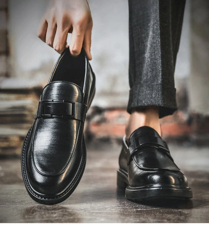 Spring Autumn New Black Dress Shoes for Men Business Designer Cow Leather Shoes Male Fashion British Style Casual Shoe Man