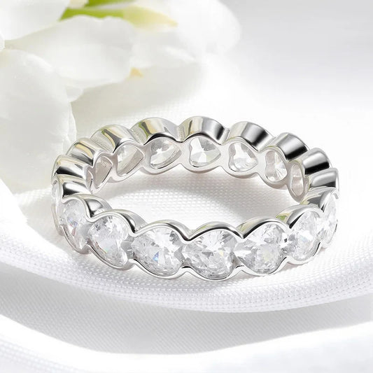 3/4mm Heart Cut D Color Moissanite Rings Full Diamond Luxury Bridal Promise Band for Women Original S925 Silver Jewelry