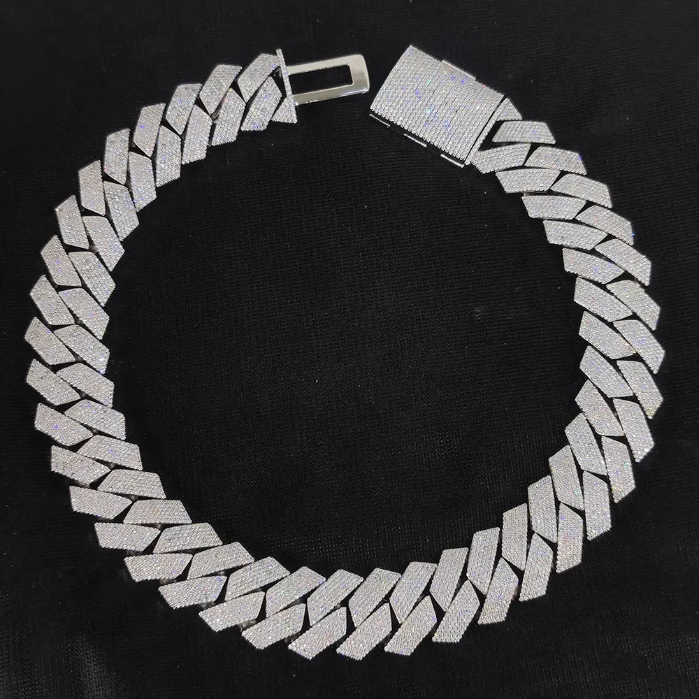 Mens Cuban Link Chain Bracelet Gold Plated Bling Miami Cuban Prong Set Diamond Bracelet for Men 25MM Iced Out Hip Hop Jewelry ﻿