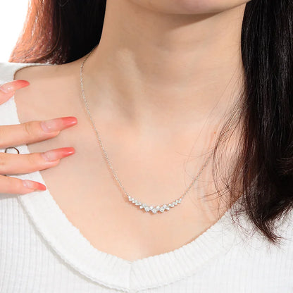 GRA Certified Full Moissanite Smile Pendant Necklace for Women 925 Sterling Silver Clavicle Chain Jewelry Gift Collares