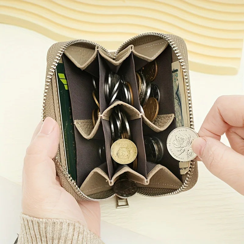 Nouveau porte-monnaie simple en cuir PU pour femmes et hommes, mini portefeuilles zippés, portable, avec plusieurs fentes pour pièces de monnaie, porte-cartes, petit portefeuille