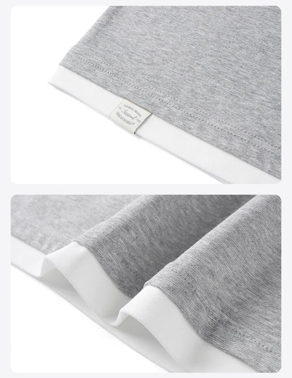 2026 Summer New Oversize 210gsm Cool Feeling Sorona Fabric Fake Double Layer T-shirts Men Comfortable Plus Size Tops