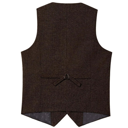 Men Vest Brown Herringbon Single Breasted With Pocket Waistcoat For Wedding Business Work Office Casual Daily Men Suit Vest